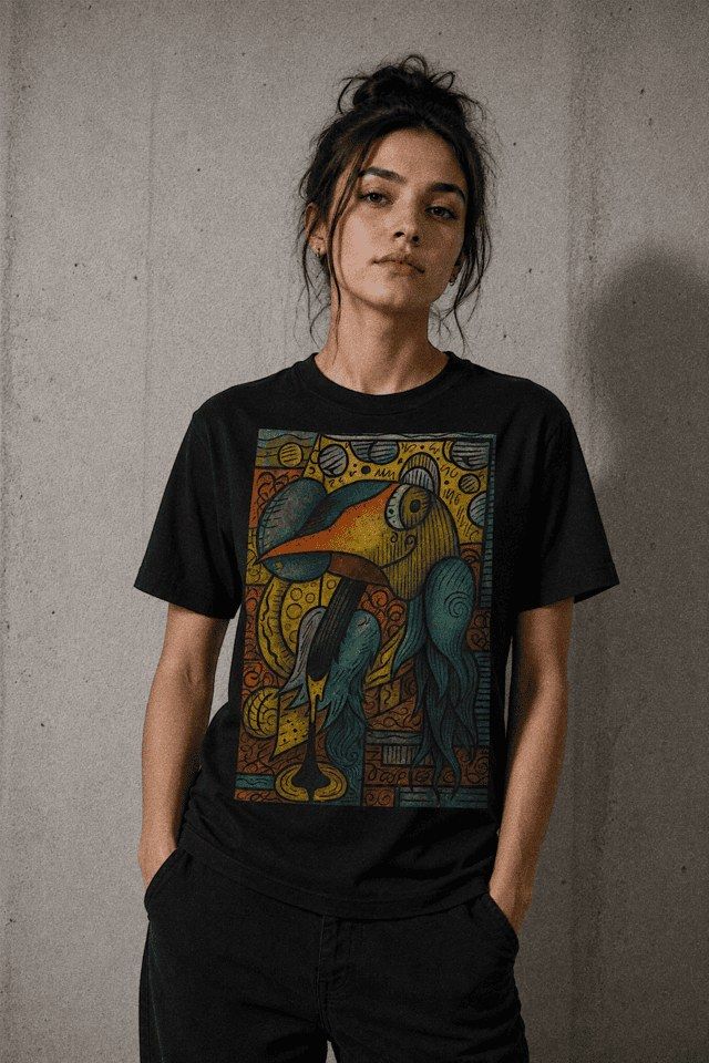 Camiseta Criatura de la Creatividad con modelo